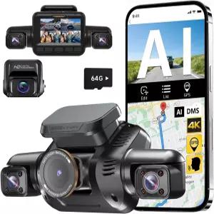 후페조스 4K 360° 대시캠 앞뒤 차량용 4채널 카메라 AI 드라이버 모니터 시스템 DMS 5GHz WiFi GPS 야간