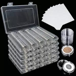 수집가용 500 PCS 동전 캡슐 홀더 5가지 크기 17/20/25/27/30mm 케이스 보호 개스킷 및 플라스틱 보관