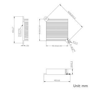 40x40x20mm 알루미늄 히트싱크, 12V 듀얼 볼 베어링 저소음 팬, 59mm 대각선 구멍 거리, 액티브 쿨러