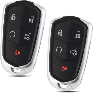 캐딜락 ATS용 5버튼 키 포브 커버 CT6 XTS XT5 SRX용 2개입 빈 케이스 교체용 2014-2021년형 / HYQ2AB
