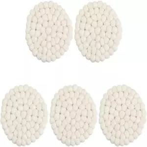 GORYCRAFT 5Pcs 3.9인치 원형 펠트 볼 코스터 리넨 폼 테이블 패드 13mm 두께 흡수성 수제 내열 매트 컵