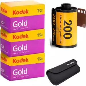 튼튼한 호랑이 보관 케이스가 있는 코닥 골드 200 35mm 필름 롤 24개 익스피드