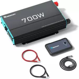 오프 그리드 가정 RV 트럭 캠핑용 5V/2.1A USB 포트 AC 하드와이어 리모컨용 Renogy 인버터 P2 700W 순수