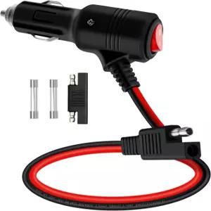 오토바이 블렌더 태양광 충전기(1.6FT)용 12V/24V 스위치가 있는 SAE 시가잭 플러그 14AWG 20A 케이블