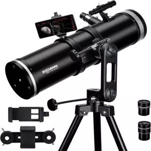 솔로마크 130mm 전문 천문 망원경 성인 및 초보자용 고배율 초점 거리 미세 조정 가능한 Alt-Az 마운트
