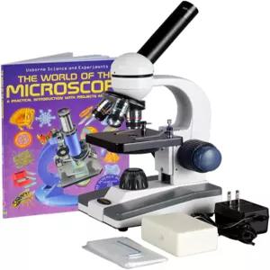 AmScope M150C-PB10-WM 화합물 단안 현미경 WF10x 및 40배-1000배 배율 LED 조명 브라이트필드 단일 렌즈