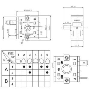20PCS AC 250V 16A 전기실 히터용 3핀 5핀 6핀 로터리 셀렉터 온도 조절 스위치