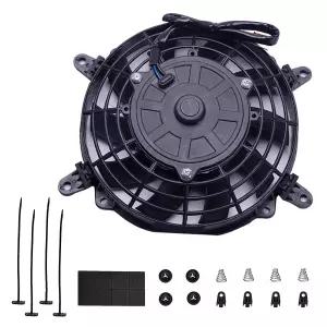 CTOCH 7인치 전기 라디에이터 냉각 팬 어셈블리 키트 12V 80W 모터 범용 고성능 슬림 푸시 풀 방식 검은색