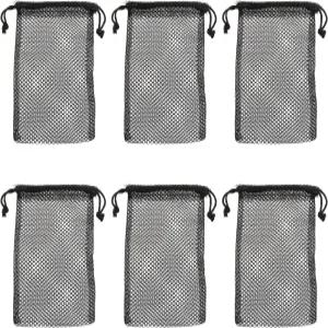 Bxian 6PCS 4x6인치 블랙 나일론 드로스트링 메쉬 백 스포츠 장비와 공 및 옷을 운반할 수 있는 소형 여행