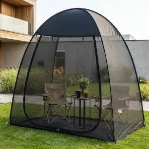 Alvantor 팝업 스크린 하우스 텐트 7x4 FT 스냅핏 블랙 메시 가제보와 피크 지붕 휴대용 룸 캐노피 쉘터와