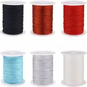 판다할 6 롤 0.6mm 팔찌용 나일론 스트링 6가지 색상 마크라메 코드 중국 매듭 비딩 실 우정 주얼리 제작용