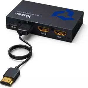 HDMI 스플리터 1인치 2아웃 4K@30Hz/1080P@60Hz HDCP 바이패스 100피트 크리스탈 클리어 신호 부스터 USB-C