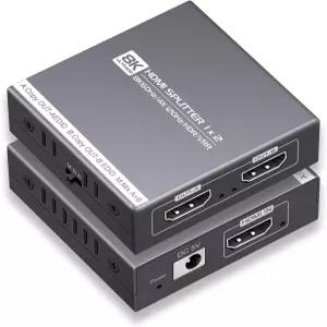 HDMI 스플리터 1 in 2 Out 4K 120Hz 8K 2.1 지원 HDCP 2.3 EDID VRR HDR10 돌비 PS5/4 Xbox Fire Stick