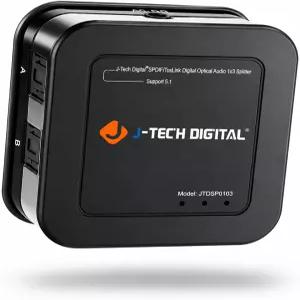 J-Tech 디지털 광분리기 1 in 3 TV용 토슬링크 스플리터 1x3 SPDIF 오디오 전송 지원 LPCM2.0 DTS 돌비