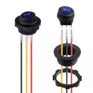 HUAREW 블루 라운드 LED 로커 스위치 방수 하우징 포함 3핀 12V20A 자동차·요트·가정용 가전 리트로핏용