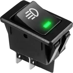 Hbxdeco 자동차 안개등 토글 스위치 DC 12V 35A 4핀 ON/Off 교체용 전후방 로커 LED 조명 액세서리 녹색
