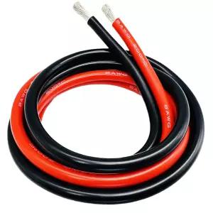 8게이지 실리콘 와이어 20피트 레드 10피트 및 블랙 스풀 초유연 8 AWG - 1650가닥 0.08mm 주석 도금 구리