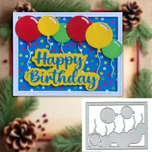생일 축하 풍선 프레임 다이 금속 컷팅 커팅 스크랩북 카드용 스텐실 자르기 사진 앨범 장식용 엠보싱
