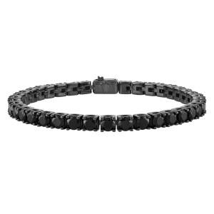 Bulova Jewelry 남성용 5mm 클래식 스피넬 테니스 실버 루테늄 스털링 팔찌 도금 실버 블랙 포함