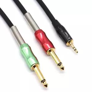 SiYear 1/8인치 스테레오에서 듀얼 모노 Y-스플리터 브레이크아웃 케이블 3.5mm 미니 잭 TRS 보조로 쿼터