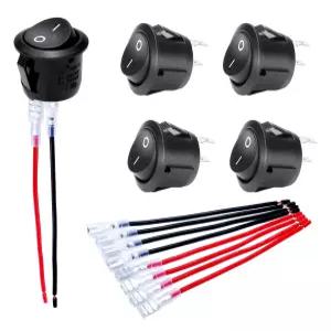 DaierTek UL 인증 온오프 라운드 록커 스위치 SPST 20mm 미니 12볼트 DC 서클 토글 12V 자동차 RV용 2핀