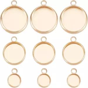 Beecraft 24Pcs 6/10/12mm 원형 빈 베젤 펜던트 트레이 18K 골드 도금 카보숑 베이스 세팅 DIY 주얼리