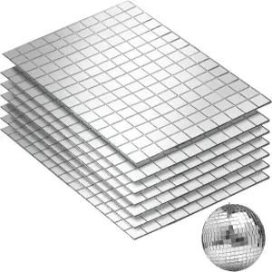 PP OPOUNT 1050개 디스코 볼 타일 10 x mm DIY 공예 장식용 점착 테이프 작은 미러 아트 콜라주 실내외