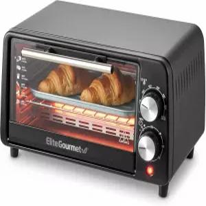 엘리트 구르메 ETO449X 토스터 오븐 9.5쿼트/4조각 800W 쿼츠 블랙 8인치 피자에 적합 200-450F 온도 조절