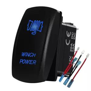 BACAUTOPARTS 블루 LED 윈치 파워 로커 스위치 점퍼 와이어 포함 5핀 온/오프 SPST 토글