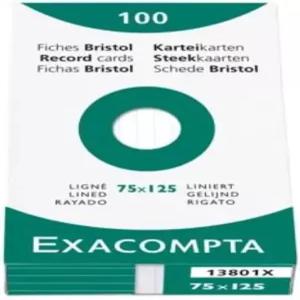 Exacompta - 참조번호 13801X 브리스톨 라이닝 레코드 카드 100장 팩 크기 75 x 125mm 205gsm 프린터 호환