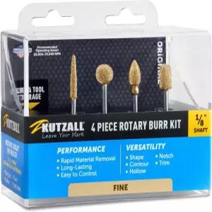 Kutzall 4피스 로터리 버 키트 - 1 8인치 샤프트 고급 드레멜 Foredom Ryobi Milwaukee Tools용 목공 조각