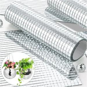 5400개 5x5mm 은색 자가 접착 사각 거울 모자이크 타일 디스코 4D 볼 스티커용 DIY 공예 파티 장식