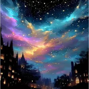 성인을 위한 다이아몬드 아트 키트 별이 빛나는 하늘 페인팅 12 x 16인치 초보자를 보석 스트레스 해소 5D