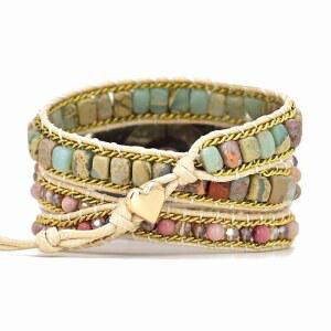 Juaupepo Boho 스톤 시계 스트랩 삼성제품 손목 밴드 스톤 다채로운 스트랩 여성용 호환 45mm 핸드메이드 재스퍼 천연 남성용 22mm 워치