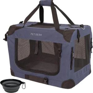 Petseek 초대형 고양이 캐리어 소 사이드 휴대용 소형 강아지 2마리용 24 x6.5 x6 접이식 편안한 디자인 볼