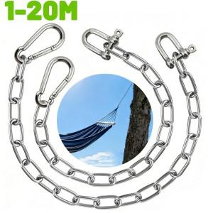 카라비너가 있는 304 스테인레스 스틸 체인 1-20M 2-4mm 헤비 듀티 녹 방지 스윙 해먹 애완 동물 가죽끈 빨