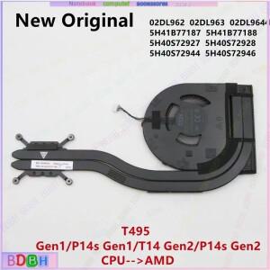 ZQ 노트북 용 새 원본 Lenovo Thinkpad T495 T14 P14s Gen1/2 AMD CPU 냉각 팬 방열판 라디에이터 UMA 02DL