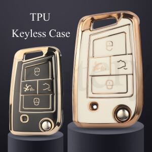 Jingyuqin 4 버튼 소프트 TPU 자동차 원격 키 케이스 폭스바겐 액세서리 아틀라스 골프 GTI 제타 티구안 열