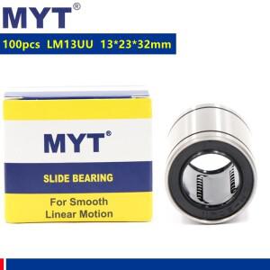MYT 고정밀 선형 베어링 부싱 LM13UU 13mm 샤프트 3D 프린터 CNC 부품 13x23x32mm 100개