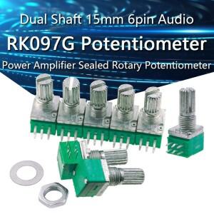 5pcs RK097G 듀얼 전위차계 B1K 5K 10K 20K 샤프트 15mm 6pin 오디오 전력 증폭기 밀폐형 회전식