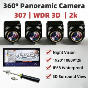 소니 307 골든 피쉬아이 렌즈용 360도 파노라마 카메라 1080P/2K HD IP68 방수 안드로이드 헤드 유닛 호환