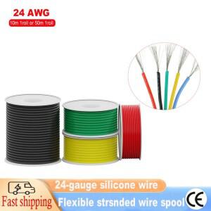 24 게이지 실리콘 와이어  유연 실리콘-24 AWG 연선 주석 도금 구리 와이어-DIY 스풀(10m 1롤 또는 50m