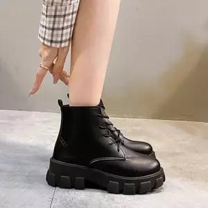 블랙 여성워커 터프 여자워커 더블디 패플 통굽부츠 부츠 통굽신...