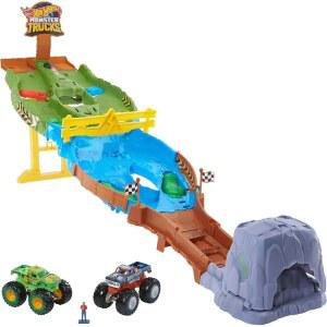 Hot Wheels 몬스터 보관 트럭 건크스터가 세트 레킨 놀이 있는 레이스웨이 편리한
