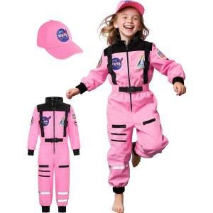 Nuehoryu 여아용 우주 810세 코스튬 할로윈 역할 파티용 핑크 포함 모자 NASA
