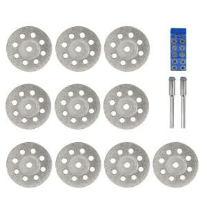 12pcs 세트 20mm 다이아몬드 톱 블레이드 Dremel 로타리 도구 용 맨드릴 포함 미니 커팅 디스크