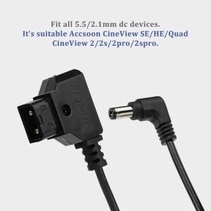 D-TAP-DC 5.5/2.1mm 나사 모니터 Accsoon CineView HE/SE 비디오 전송 용품용 직각 전원 케이블 충전