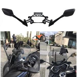 오토바이 백미러 오토바이 휴대폰 GPS 브래킷 거치대 미러 17-22 XMAX300 400 125 250 적합