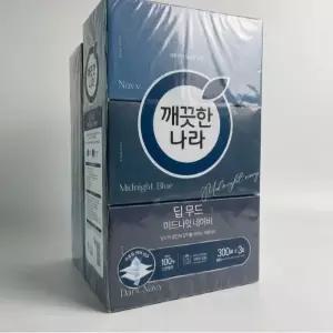 깨끗한나라 딥무드 미드나잇 네이비 미용티슈 300매 (3개입) X 2팩, 곽티슈 갑티슈 생활용품