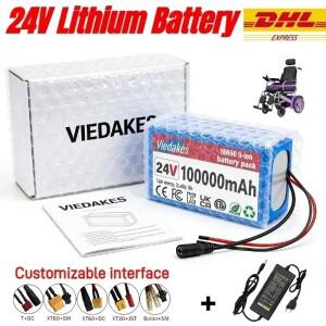VIEDAKES 24V 7S3P 100Ah 18650 태양광 발전기용 충전기 포함 안정적인 전원 공급 배터리